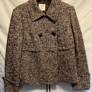 Brown &cream tweed wool jacket
